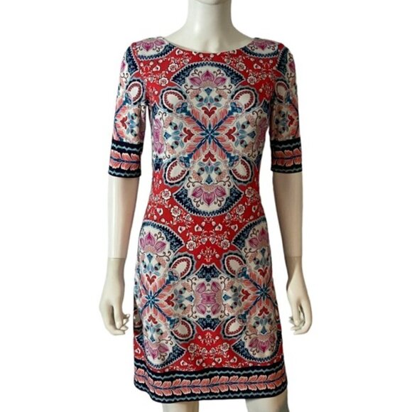 Eliza J Red Floral Shift Dress 6 - Picture 1 of 8